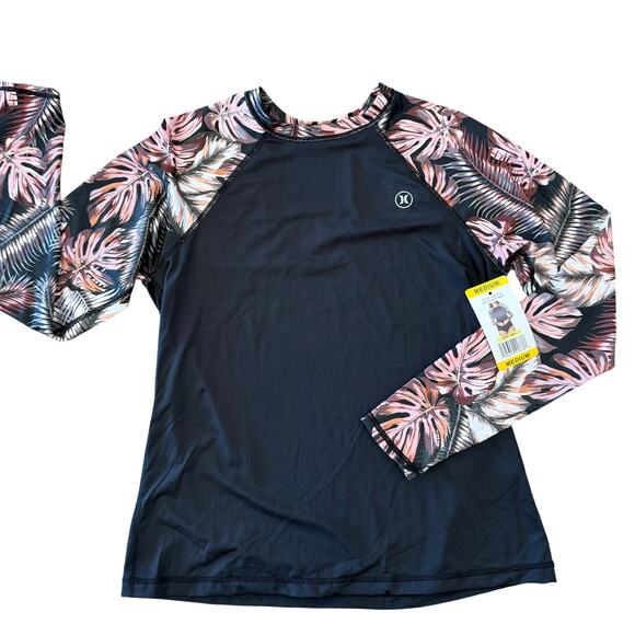 Hurley Women’s Scattered Palm Long Sleeve Rash Guard – UPF 50+ – Size M – NWT - Picture 1 of 3
